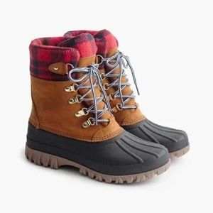 J. Crew Perfect Winter Arctic Boot - Pecan/ Red Plaid - Size 7 (runs big)
